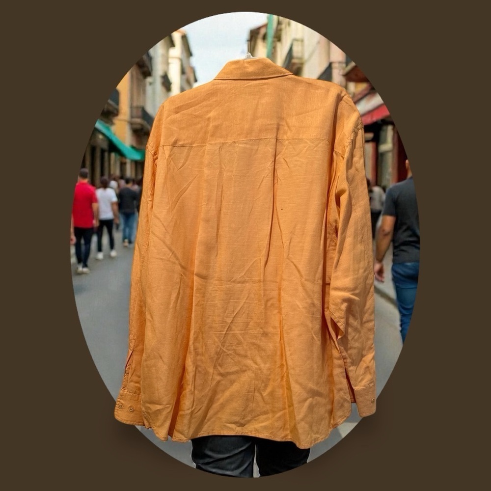 Tommy Bahama Men's Orange Casual Button Down Shirt - Picture 3 of 3